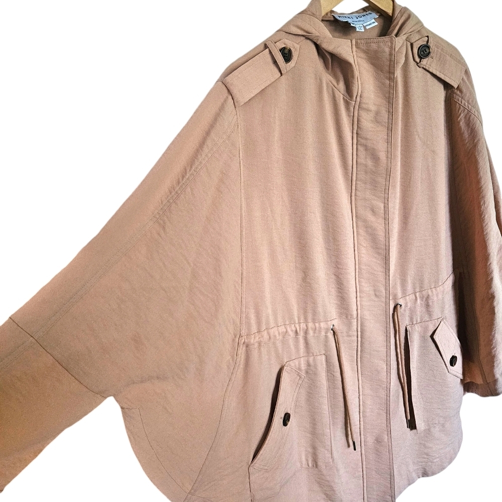 Nikki Jones Montreal tan‎ full zip hooded poncho jacket